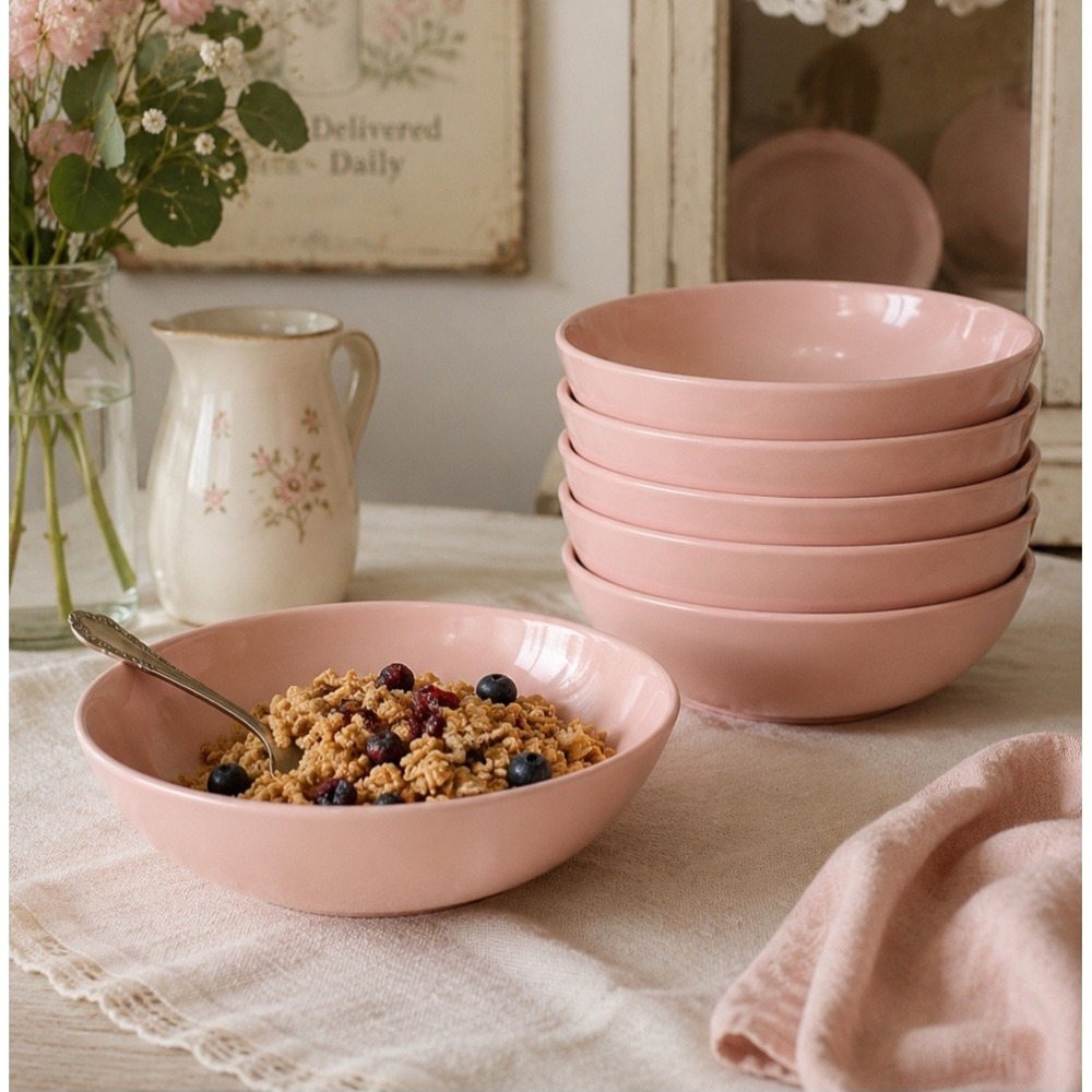 Vintage Stetson Pink Melmac Melamine Cereal Bowls Set of 6 Mid Century